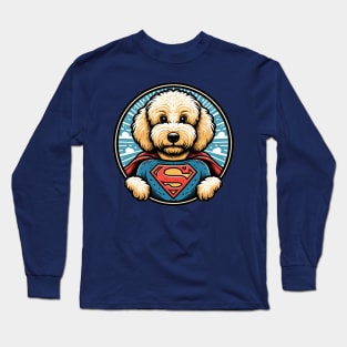 Super Doodle Dog Super Hero Art Long Sleeve T-Shirt